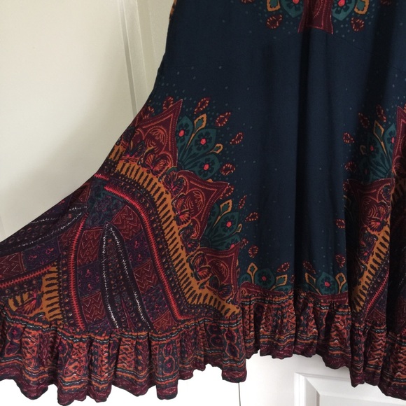 Free People Steal the Sun Teal Blue Print Dress S - Picture 5 of 7